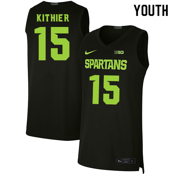 Youth Michigan State Spartans #15 Thomas Kithier NCAA Nike Authentic Black 2019-20 College Stitched Basketball Jersey UY41O84HW